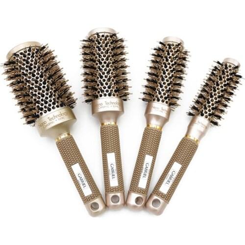 Gold Round Hair Brush Set, Ionic Thermal Hair Brush, Detangling Hair Comb for Men or Women Hair Blow Drying Curling Styling