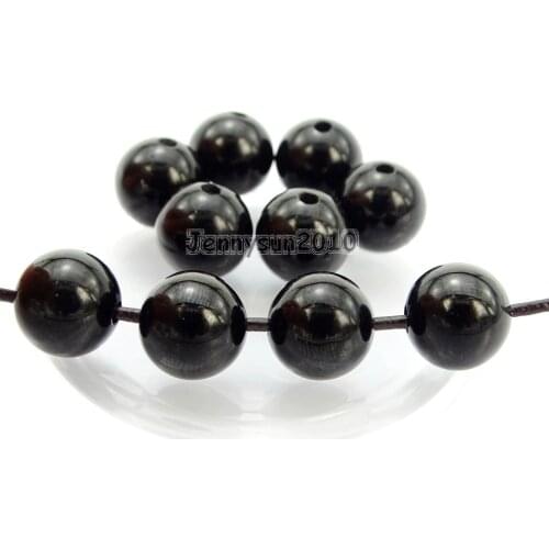 Natural 8mm Black Onyx Gems Stone (2mm) Big Hole Round Beads for Jewelry Making Crafts 100Pcs/Pack