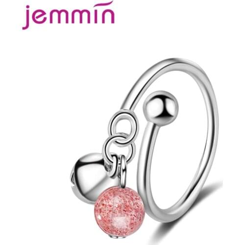 New Trendy Round Pink Cubic Zircon Charms Adjustable Opening Finger Ring for Girls Ladies Jewelry Christmas Gift Top Sale