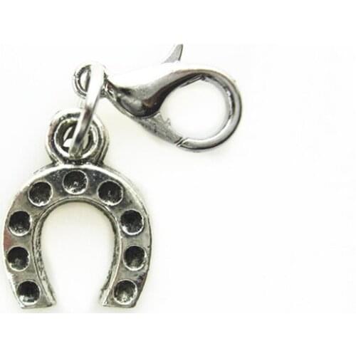 New Arrival 20pcs/lot Silver Goodluck Horseshoe Dangle Charms Lobster Clasp DIY Bangles&Bracelets Necklace Pendant Jewelery