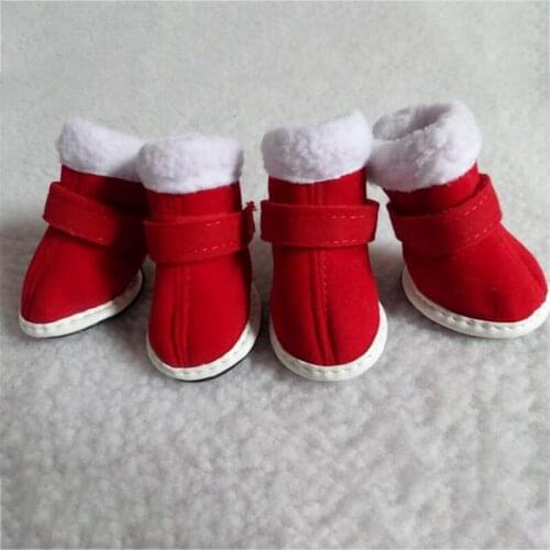 Pet Dog Christmas Cotton Shoes New Year Red Shoes Winter Warm Shoes For Dog Pet Dog Snow Boots Puppy Shoes