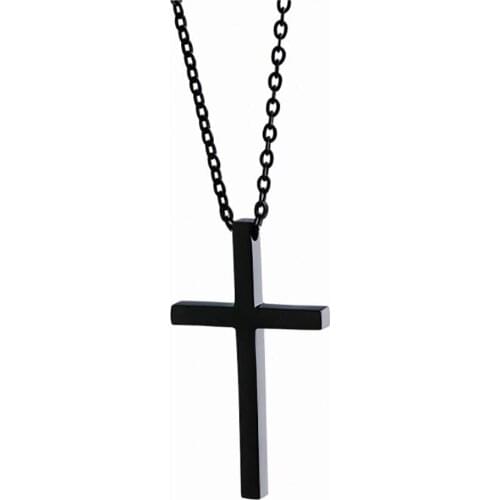 Stainless Steel Minimalism Fashion Delicate Cross Gold Black Pendant Neckalce Women Men Simple Christ Gift For Him