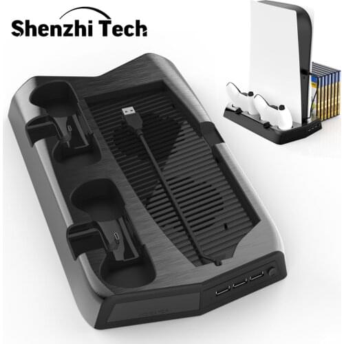 PS5 Cooling Fan Stand Vertical Stand For PlayStation5 with 3USB ports and CD Case Storage Bracket Charger for PS5