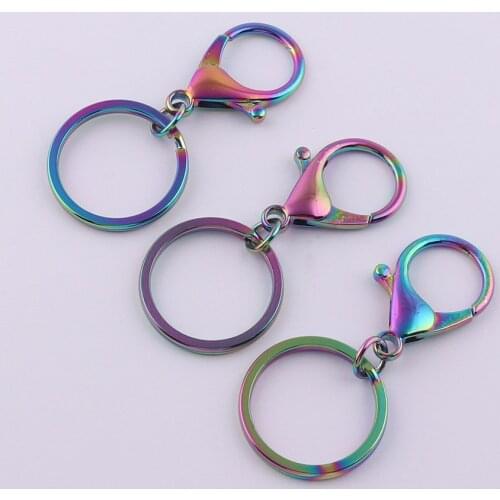 Rainbow Lobster Clips Metal Swivel Clasp Key Ring Hook Findings DIY Bag Strap Keychain Base Lanyard Claw