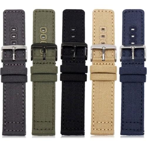 BEAFIRY Canvas Watch Band 18mm 20mm 22mm Quick Release Nylon Watch Straps Watchbands Sports for huawei samsung Black Blue Green