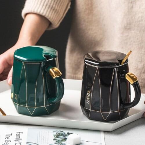 Luxury Creative Mug Simple Nordic Ceramic Handmade Large Capacity Geometric Mug Couple Tasse A Cafe Kitchen Drinkware DB60MK