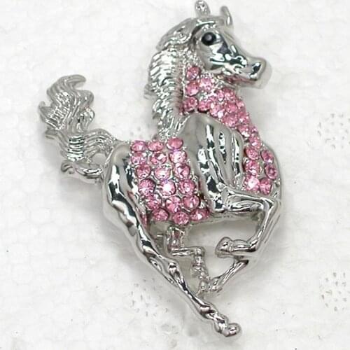 Pink Rhinestone Horse brooch Pin Pendant C848 J