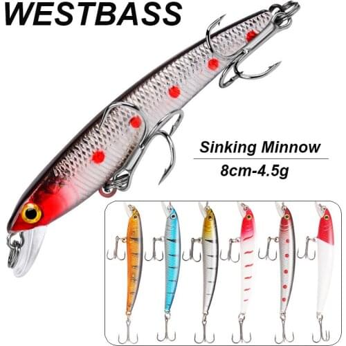 YUCONG 6Pcs/lot Topwater Fishing Lures 8cm-4.5g Hard Crankbait Wobblers Minnow Artificial Sinking Jerkbaits Bass Carp Lure Pesca
