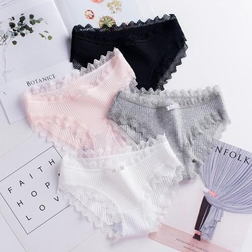 Explosions New Thread Cotton Japanese Bow For Women Underwear Solid Color Breathable Waist Size Girls Briefs Plus Wholesale