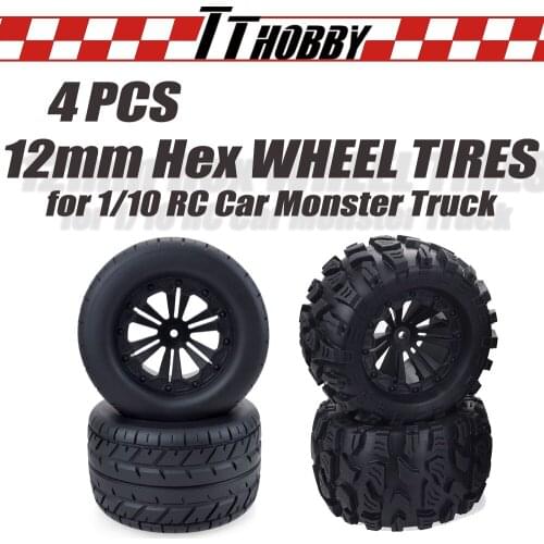 TTHOBBY 4PCS 115mm 125mm Rc Wheel Tire Monster Truck Tires Rubber Wheel 12mm Hex for RC Car HSP WLtoys Big Foot Buggy ZD Racing