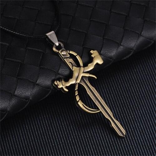 Vintage Gothic Men Cross Necklace Trendy Unisex Jewelry Accessories Long Sword Cross Pendant Rope Chain Party Gift