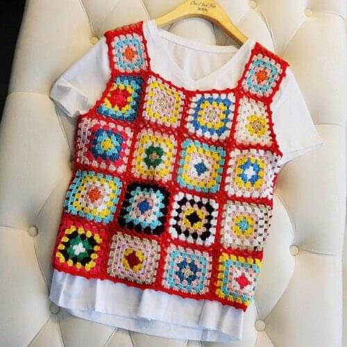 Retro knitted vest 2021 spring and summer fashion new womens crocheted hollow cropped top sling casual sweater