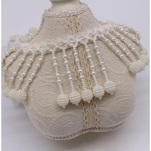 10Yards Pearl Beaded Lace Fringe Trim Hanging Tassel Curve Webbing DIY Clothing Hat Decorative Accessories Shoes Bags Ornaments