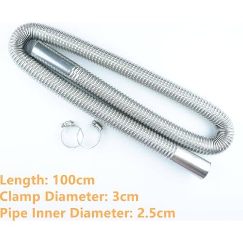 100cm Air Diesel Parking Heater Stainless Steel Exhaust Pipe Tube Gas Vent Hose For Car Heater Silver