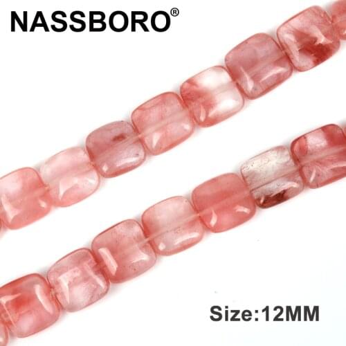 12mm Square Watermelon Crystal Natural Stone Beads Loose Spacer Beads For Jewelry Making Bracelet Necklace Oranment DIY Material