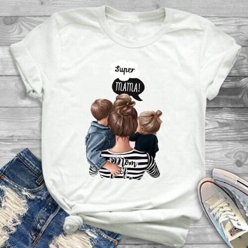 2021 Women Shirt Super Mom Striped Female Great Mother Cartoon Fashion Ladies Womens Sumer T T-shirt Graphic Printed Top Tshirt