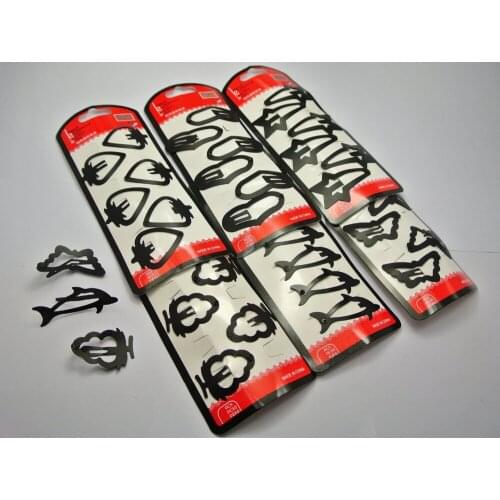 36 Assorted Black Metal Snap Girls Hair Clips Barrette Baby Bows