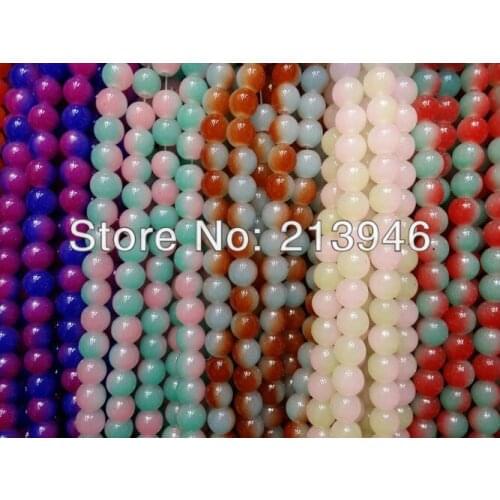 8MM ( 525pcs=5strands, mix 5 colors ) New Style ! Two Colors Tone Glass Loose Bead Strands Jewelry Beads Accessories