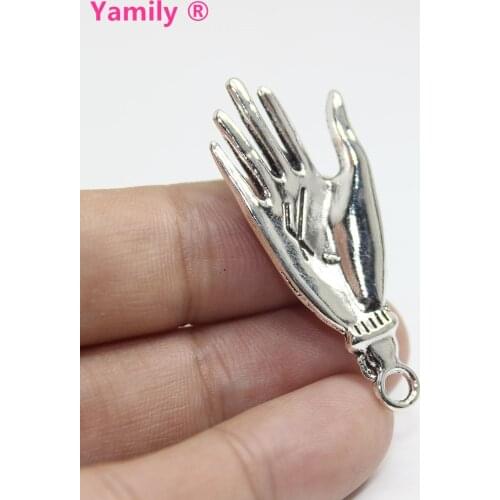 8pcs-- 17x41mm Hand Charm Antique silver Tone Spiritual Hand Pendant for Jewelry DIY making pj3006