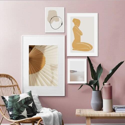 Abstract People On The Beach Wall Poster Nordic Style Canvas Art Print Painting Landscape Scandinavian Decoration Picture