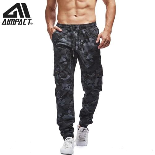 AIMPACT Mens Chino Jogger Pants Casual Fitted Cotton Camo Twill Jogging Trouser AM5315