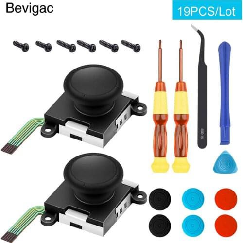 Bevigac 19pcs Professional Analog 3D Joy-con Joystick Controller Replacement Repair Tools Kit for Nintendo Nintend Switch NS