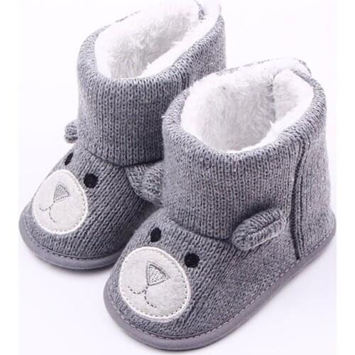 Cartoon Bear Baby Boots Knit Soft Sole Kids Snow Boots Baby Crochet Shoes
