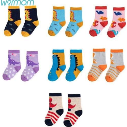 Warmom Dinosaur Creative Leisure Children Socks Cartoon Animasl Baby Sock for 0-3Y Cotton Newborn Infant Todder Short Sock