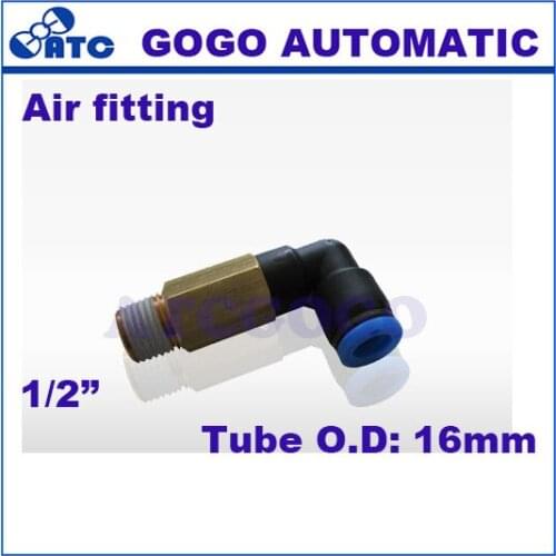 GOGO 10pcs a lot L type 16mm 1/2 bsp threaded elbow pu hose connector 90 degree PLL 16-04 nylon pipe joint pneumatic air fitting