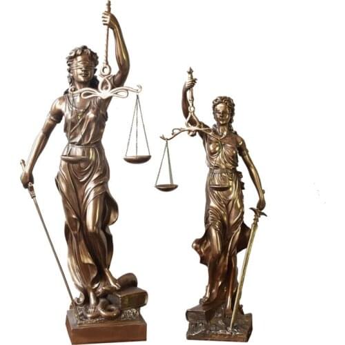 Imitation Copper Justice Fair Justice Goddess Sculpture Division Court Law Firm Balance Law Decoration Gift Ornament Statues