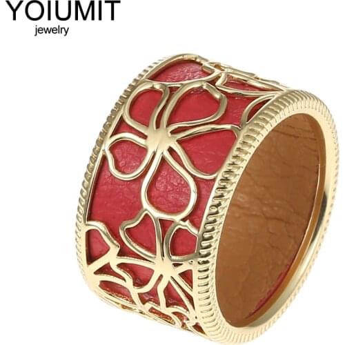 Cremo Flower Rings Cocktail Bague Cremo Giraffe Rings Women Interchangeable Cuir Hollow Leather Ring Elegant Bijoux Femme