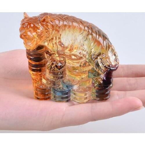 Liuli 12 Chinese animal zodiac signs Tiger Figurine Paperweight Beautiful Collectibles gifts