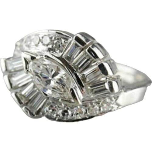 Fashion Classics 925 Sterling Silver Cocktail Ring,Love Diamond Anniversary Ring Size 6-10