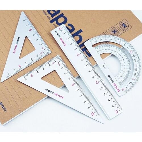 Aluminum Alloy Ruler Set Student Stationery Ruler 15cm Triangular Ruler Measuring Goniometer Set Of Triangular Plate Rule