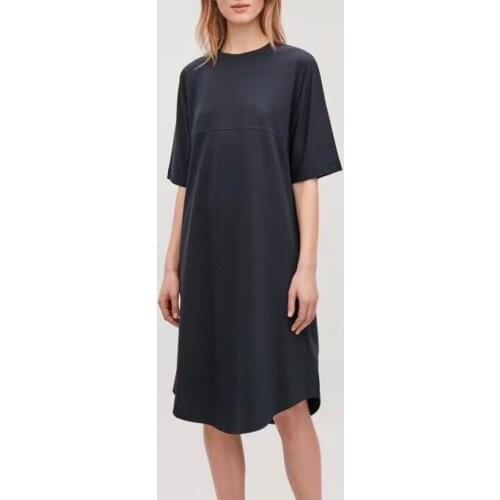 Spring and Summer New Loose Casual Dress European and American Large Size Navy Dress