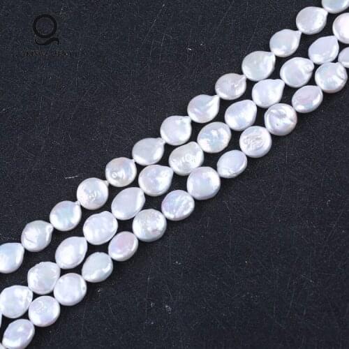 Wholesale Special 11-12mm White Coin Shape Natural Freshwater Loose Pearl For Sale