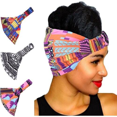 African Print Stretch Cotton Headband for Women Elastic Headbands Headpiece Headwrap Turban Headwear Bandage Hair Bands Bandana