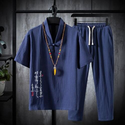 Summer Chinese Style Men Shirt Cotton and Linen Shirts Mens High Quality Casual Shirts Size