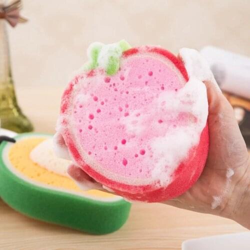 Fruit shape Cleaning Brush Magic Dishwashing Sponge Eraser Vegetable Cutlery Cleaning Sponge for Kitchen Bathroom Cleaning Tools