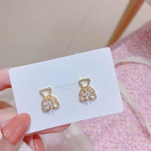 Bling AAA Zircon Earring Exquisite Bear Clavicle Rope 18K Real Gold Romantic Charm Rings Exquisite Luxury Jewelry Fine Earrings