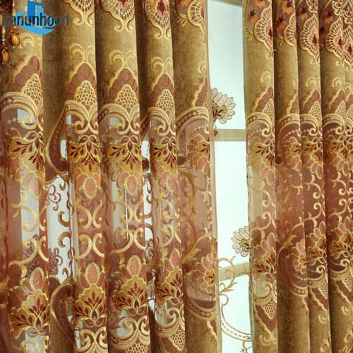 2019 Promotion New Blackout Cortina 1pc European Chenille Curtains For For Bedroom Embroidered Luxury Chinese Drapes Treatments