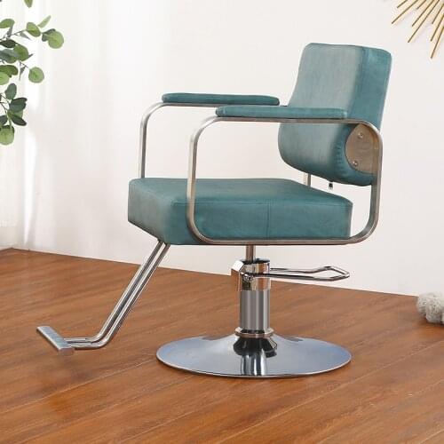 Customized Barber Shop Chair Hair Salon Special Hairdressing Chair Stainless Steel Armrest Grooming Chair