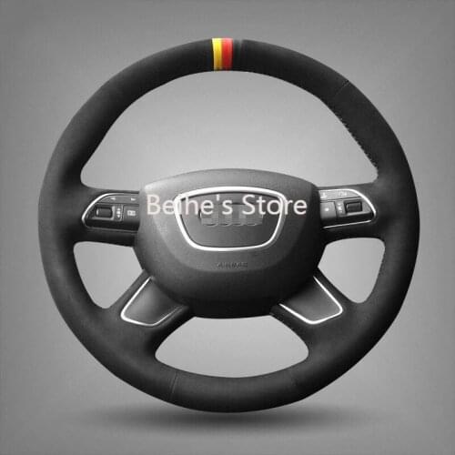Hand-stitched Black Suede Steering Wheel Cover for Audi A3 (8V) A4 (B8) A8 Q3