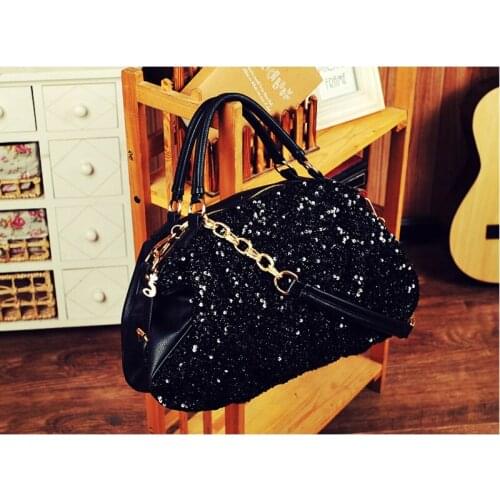 Glitter Shoulder Bag Sequins Zipper Chain Cloud Bag Large Capacity Fashion Women Slant Dumpling Bag Handbag