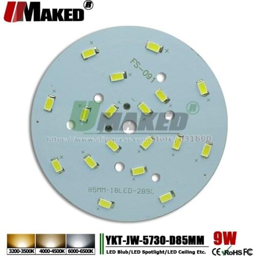 UMAKED 9W 85mm LED PCB Aluminum Lamp plate SMD 5730 LEDs Light Installed Warm/Natural/White Color for Bulb Ceiling light DIY