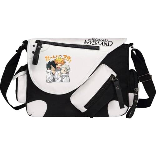 The Promised Neverland Canvas Casual Zipper Shoulder Bag Crossbody Bags Schoolbags Messenger Gift