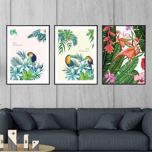 Home Decoration Motivational Poster and Prints Life Quote Wall Art Canvas Painting Decorative Picture Tropical animals Green
