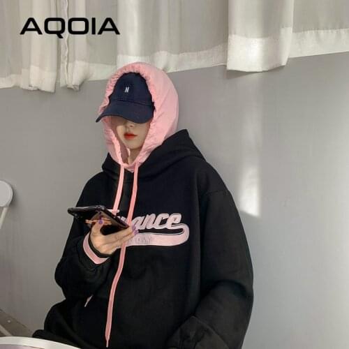 Autumn Streetwear Letter printing Loose Womens Hoodies Sweatshirt Patchwork Oversize Women Sweatshirts 2020 Female Pullovers