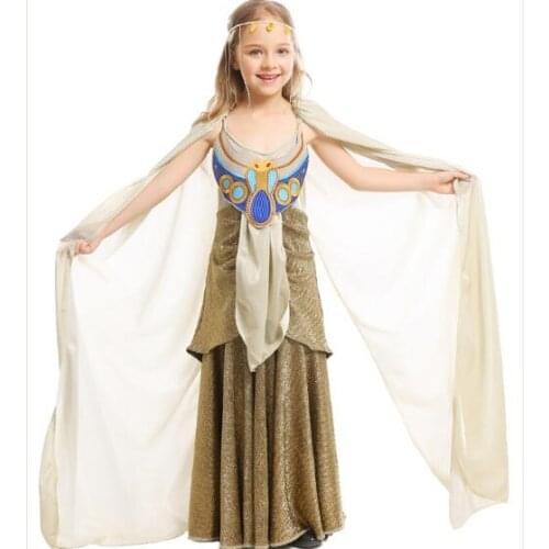 High quality Carnival Party Girls Egyptian Princess Dress Halloween Cosplay Children Holiday Fantasia Maid Role Play Clothing