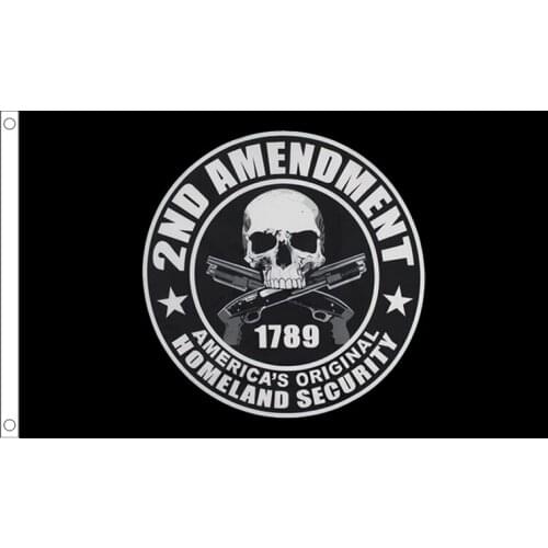 Xvggdg 3 By 5 Foot Flag 90x150cm 2nd Amendment Gun 1789 skull Flag